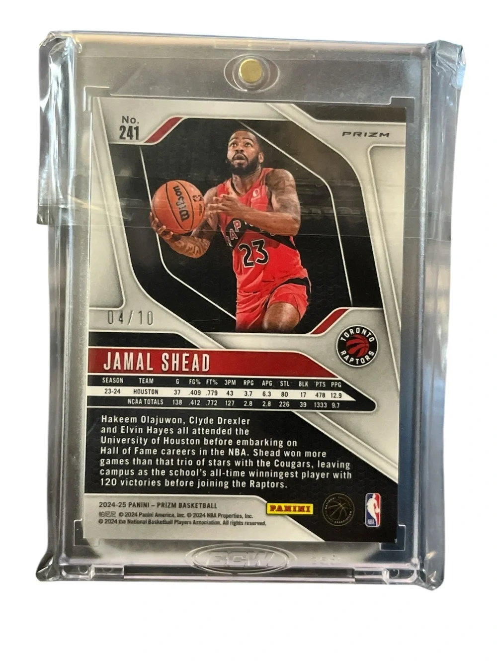 Toronto Raptors Jamal Shead Gold Prizm Rookie Card #4/10